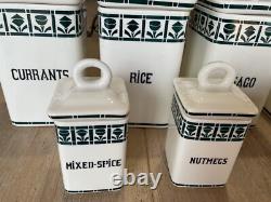 1920s Art Deco German Porcelain Blue and White Kitchen Cannisters