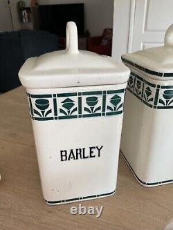 1920s Art Deco German Porcelain Blue and White Kitchen Cannisters