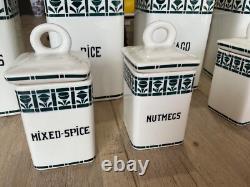 1920s Art Deco German Porcelain Blue and White Kitchen Cannisters