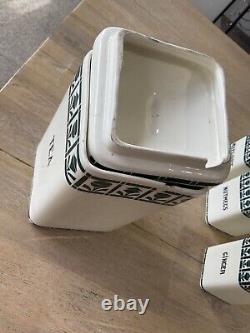 1920s Art Deco German Porcelain Blue and White Kitchen Cannisters