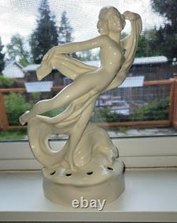 1920s Art Deco Porcelain Cortendorf Nude Dancing Lady Flower Frog