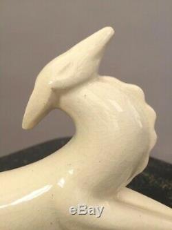1920s Art Deco white crackle glaze deer ceramic figure Antique original