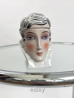 1920s ceramic powder bowl Art Deco flapper girl vintage antique half doll