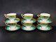 1930 Pirkenhammer Pirken Hammer Cezch 6 Tea Cups Set Turquoise 24k Gold Art Deco