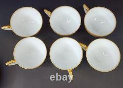 1930 Pirkenhammer Pirken Hammer Cezch 6 Tea Cups Set Turquoise 24K Gold Art Deco