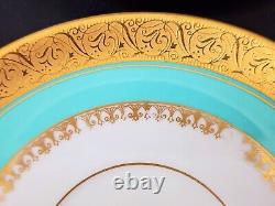 1930 Pirkenhammer Pirken Hammer Cezch 6 Tea Cups Set Turquoise 24K Gold Art Deco