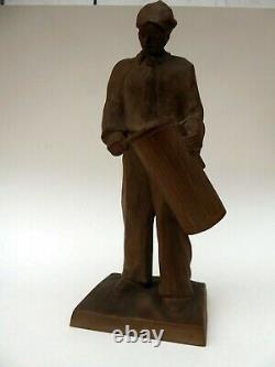 1930's ART DECO SEVRES PORCELAIN STONEWARE FIGURINE The Drummer signed A. HUSS