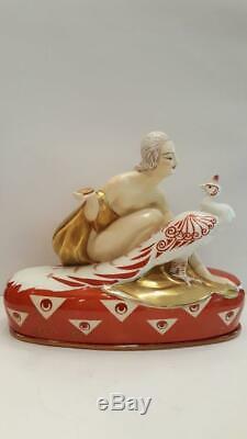 1930's Art Deco Aladin Luxe Box with Nude Lady & Peacock