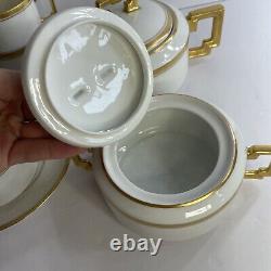 1930's Art Deco Rare Gold & White Prussian Porcelain Tea Set For 5