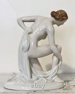 1930's Karl Lysek Rosenthal Nude Woman After Bathing Art Deco Figurine Signed