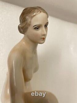 1930's Karl Lysek for Rosenthal After Bathing Porcelain Art Deco Figurine