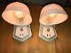 1930's Pair Over-sink Porcelain Bath Wall Sconce Light Antique Milk Glass Thick