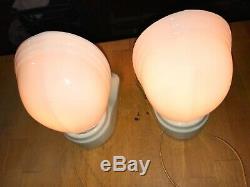 1930's Pair Over-sink Porcelain Bath Wall Sconce Light Antique milk glass thick