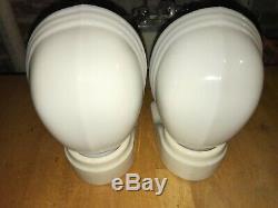 1930's Pair Over-sink Porcelain Bath Wall Sconce Light Antique milk glass thick