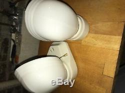 1930's Pair Over-sink Porcelain Bath Wall Sconce Light Antique milk glass thick