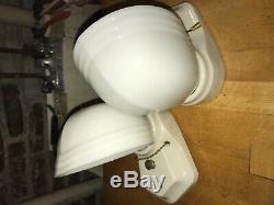 1930's Pair Over-sink Porcelain Bath Wall Sconce Light Antique milk glass thick