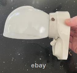 1930's Paulding Art Deco, White Porcelain wall Sconce and Milk Glass Shade