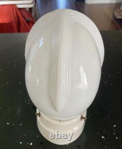 1930's Paulding Art Deco, White Porcelain wall Sconce and Milk Glass Shade
