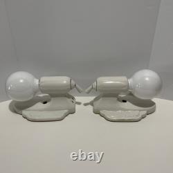 1930's Set Of 2 Art Deco Vintage Porcelain Sconces Good Condition/READ Desc
