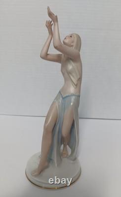 1930s Rosenthal Gustav Oppel Porcelain Prayer Dancer Statue Woman Blue Skirt