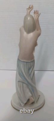 1930s Rosenthal Gustav Oppel Porcelain Prayer Dancer Statue Woman Blue Skirt