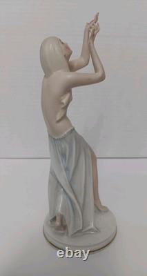 1930s Rosenthal Gustav Oppel Porcelain Prayer Dancer Statue Woman Blue Skirt
