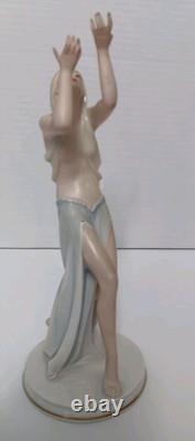 1930s Rosenthal Gustav Oppel Porcelain Prayer Dancer Statue Woman Blue Skirt