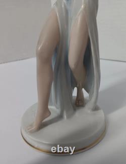 1930s Rosenthal Gustav Oppel Porcelain Prayer Dancer Statue Woman Blue Skirt