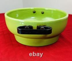 1930s Thick Green Porcelain Pot 8.25 Copper Lid Steel Handles Rare Art Deco