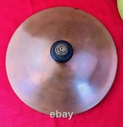 1930s Thick Green Porcelain Pot 8.25 Copper Lid Steel Handles Rare Art Deco