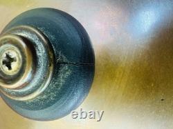 1930s Thick Green Porcelain Pot 8.25 Copper Lid Steel Handles Rare Art Deco