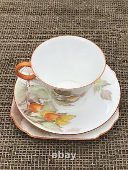 1933 Shelley Fine Porcelain Trio Cup, Saucer & Plate Gooseberry 12299 Art Deco