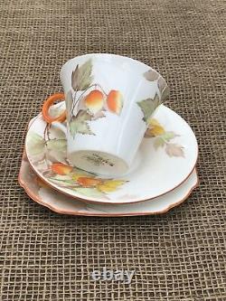 1933 Shelley Fine Porcelain Trio Cup, Saucer & Plate Gooseberry 12299 Art Deco