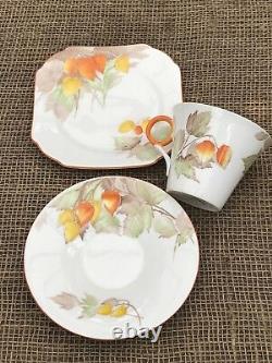 1933 Shelley Fine Porcelain Trio Cup, Saucer & Plate Gooseberry 12299 Art Deco