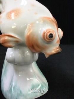 1939 Antique ART DECO Meissen Original Porcelain Figurine'Gold fish' Rare