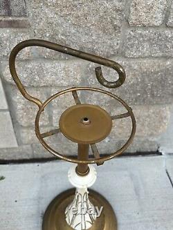 1950's Smoke Stand Ashtray MCM Art Deco Porcelain And Brass. Mid State Foundry