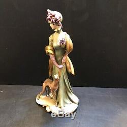1959 Giuseppe Cappe Capodimonte Italy Deco Lady & Whippet Dog Porcelain Figurine