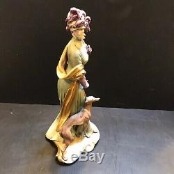 1959 Giuseppe Cappe Capodimonte Italy Deco Lady & Whippet Dog Porcelain Figurine