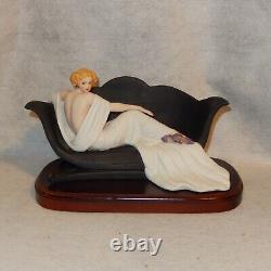 1984 Louis ICART Figurine Le Sofa Art Deco Porcelain Wood Base Limited Edition