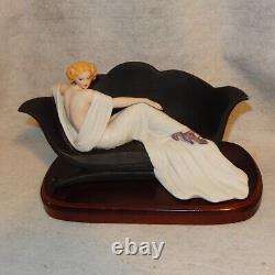 1984 Louis ICART Figurine Le Sofa Art Deco Porcelain Wood Base Limited Edition