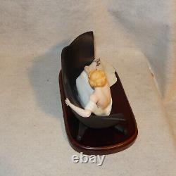 1984 Louis ICART Figurine Le Sofa Art Deco Porcelain Wood Base Limited Edition