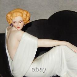 1984 Louis ICART Figurine Le Sofa Art Deco Porcelain Wood Base Limited Edition