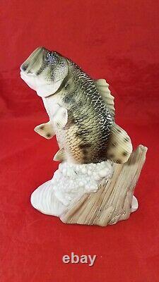 1988 Homco Masterpiece Porcelain Bass Fish Statue Figure Size 7 Tall