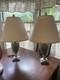 2 Art Deco Lenox Porcelain Green Urn Double Swan Handles Table Lamp 24 Mcm