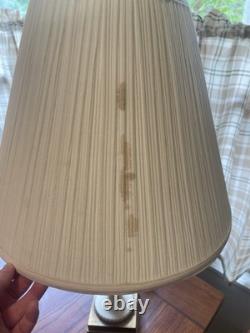 2 ART DECO LENOX Porcelain Green Urn Double Swan Handles Table Lamp 24 MCM