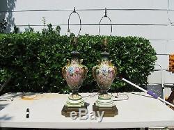 2 Antique Table Lamps Perfect Porcelain Floral Table Lamps Collectible Lamps