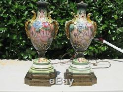 2 Antique Table Lamps Perfect Porcelain Floral Table Lamps Collectible Lamps