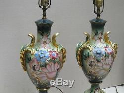 2 Antique Table Lamps Perfect Porcelain Floral Table Lamps Collectible Lamps
