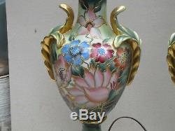 2 Antique Table Lamps Perfect Porcelain Floral Table Lamps Collectible Lamps