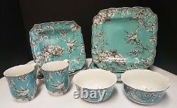 222 Fifth ADELAIDE TURQUOISE Set of 8 Pieces Service for TWO EUC